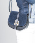 Women's Blue Leather and Suede Bag - Jole | Leather Trend