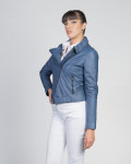 Women's Blue Perfecto Leather Jacket | Leather Trend