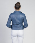 Women's Blue Perfecto Leather Jacket | Leather Trend