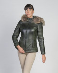 Women's Green Leather Down Jacket – Giorgia | Leather Trend