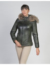 Women's Green Leather Down Jacket – Giorgia | Leather Trend