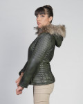 Piumino in Pelle da Donna Verde – Giorgia | Leather Trend
