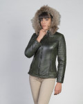 Women's Green Leather Down Jacket – Giorgia | Leather Trend
