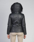 Women's Black Leather Down Jacket – Giorgia | Leather Trend