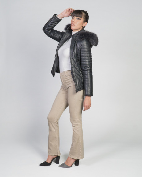 Piumino in Pelle da Donna Nero – Giorgia | Leather Trend 2