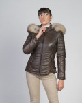 Women's Dark Brown Leather Down Jacket – Giorgia | Leather Trend