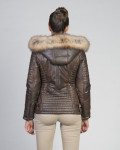 Women's Dark Brown Leather Down Jacket – Giorgia | Leather Trend