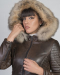 Women's Dark Brown Leather Down Jacket – Giorgia | Leather Trend