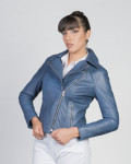 Chiodo Donna Blu in Pelle - Giselle | Leather Trend