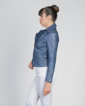 Women's Blue Leather Perfecto - Giselle | Leather Trend