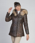 Ivette - Women's Dark Brown Down Jacket | Leather Trend