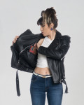 Women's Black Leather Perfecto Jacket - Mia | Leather Trend