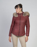 Women's Bordeaux Leather Down Jacket - Nika | Leather Trend