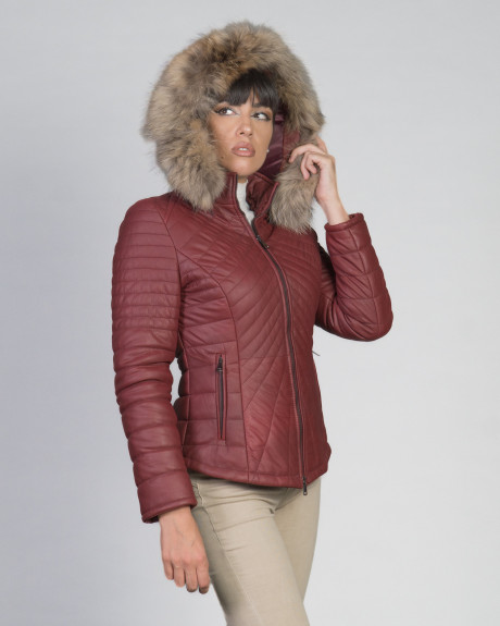 Piumino in Pelle da Donna Bordeaux - Nika | Leather Trend