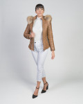 Women's Light Brown Leather Down Jacket - Nika | Leather Trend