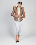 Women's Light Brown Leather Down Jacket - Nika | Leather Trend