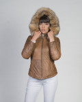 Women's Light Brown Leather Down Jacket - Nika | Leather Trend