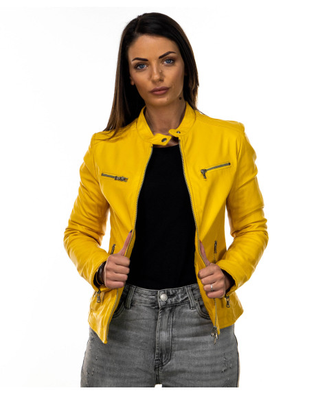 Women's Yellow Leather Jacket - Vanessa | Leather Trend 2