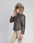Women's Dark Brown Leather Down Jacket - Nika | Leather Trend