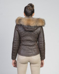 Women's Dark Brown Leather Down Jacket - Nika | Leather Trend