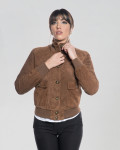 Bomber Donna Cacao in Pelle Camoscio – Polo Bis | Leather Trend