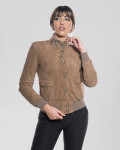 Bomber Donna Miele in Pelle Camoscio – Polo Bis | Leather Trend