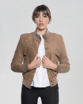 Bomber Donna Miele in Pelle Camoscio – Polo Bis | Leather Trend