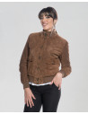 Women's Cocoa Suede Bomber Jacket – Polo Bis | Leather Trend