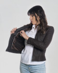 Women’s Nubuck Leather Biker Jacket - Kelly | Leather Trend