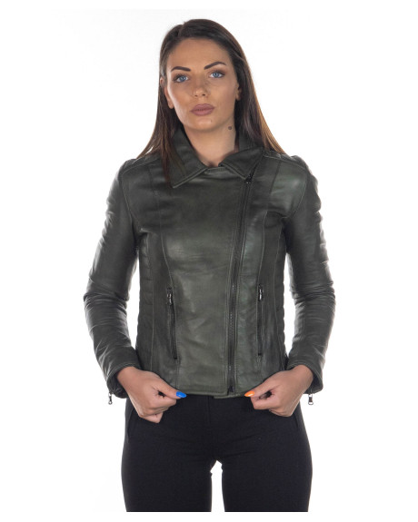 Chiodo in Pelle da Donna Verde - Violetta | Leather Trend 2