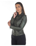Women's leather jacket mod. Violetta in genuine green leather 100% made in Italy