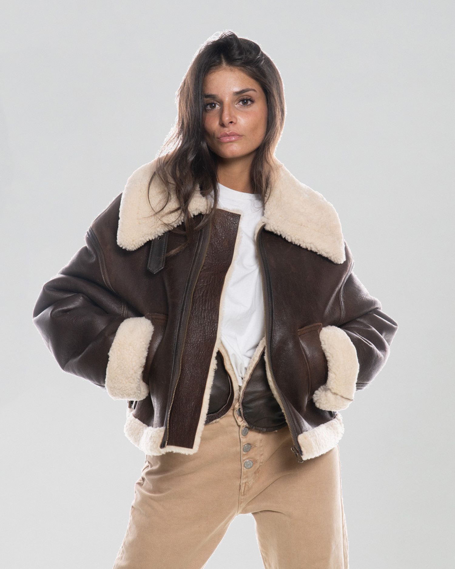 Pelliccia Shearling Giacca Di Pelle Marisol Giacca Donna Testa Di