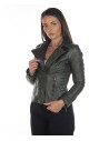 Giacca in pelle donna mod. Violetta Verde in vera pelle 100% made in Italy