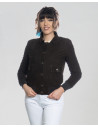 Woman suede jacket mod. Polo shirt in genuine dark brown suede leather 100% made in Italy