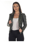 Women's leather jacket mod. Violetta in genuine green leather 100% made in Italy