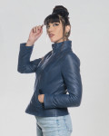Women's Blue Leather Jacket | Leather Trend