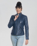 Giacca Donna Blu in Pelle - Zara | Leather Trend