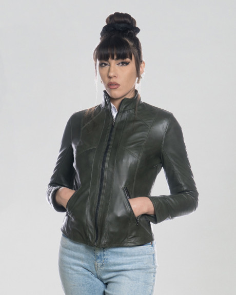 Giacca Donna Verde in Pelle - Zara | Leather Trend