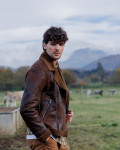 Dark Brown Head Jacket in real shearling