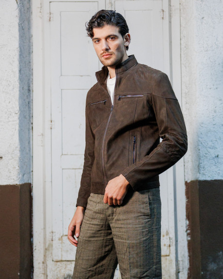 Biker uomo testa di moro Nabuk Effetto Graffiato in vera pelle 100% made in Italy 2