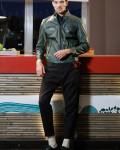 Giacca biker verde da uomo – Avatar | Leather Trend