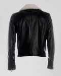 Black men's leather and sheepskin nail in real leather and real Shearling sheepskin