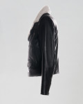 Black men's leather and sheepskin nail in real leather and real Shearling sheepskin