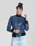 Bomber Donna Blu in Pelle - Roxie | Leather Trend