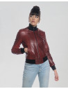 Bomber Donna Bordeaux in Pelle - Roxie | Leather Trend
