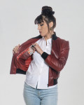Women's Bordeaux Leather Bomber Jacket - Roxie | Leather Trend