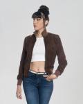 Women's Dark Brown Suede Leather Jacket - Roxie | Leather Trend