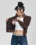 Women's Dark Brown Suede Leather Jacket - Roxie | Leather Trend