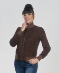Women's Dark Brown Suede Leather Jacket - Roxie | Leather Trend