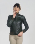 Women's Green Leather Bomber Jacket - Roxie | Leather Trend